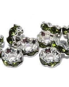 Distantiere cu strasuri, argintii, 6x3 mm