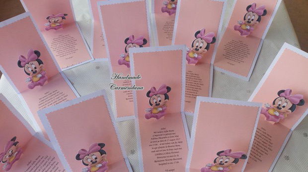 Invitatii 3D baby Minne mouse