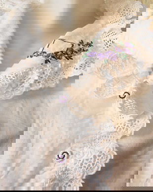 bluza rustica alba dantelata din bumbac