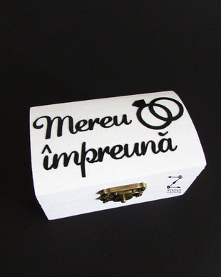 Cutie verighete Mereu impreuna, cutie verighete mesaj, pernuta verighete, cutie verighete personalizata