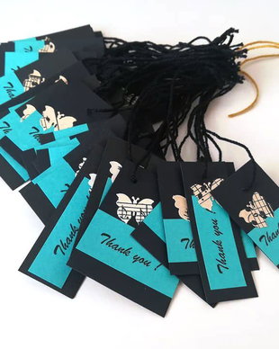 Price tags. Etichete cu mesajul Thank you. Etichete negre si turcoaz