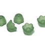 Margele din acril, frosted, floare, 10x6 mm, verzi