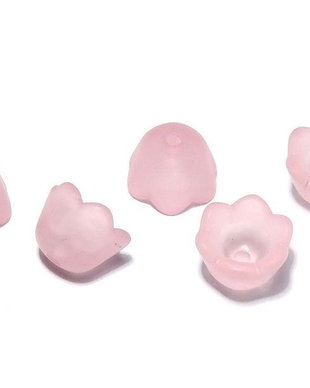 Margele din acril, frosted, floare, 10x6 mm, roz