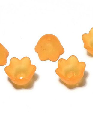 Margele din acril, frosted, floare, 10x6 mm, portocalii