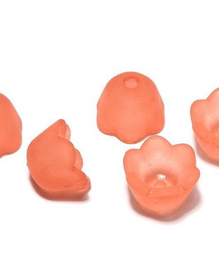 Margele din acril, frosted, floare, 10x6 mm, portocalii