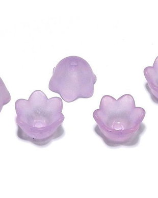 Margele din acril, frosted, floare, 10x6 mm, mov
