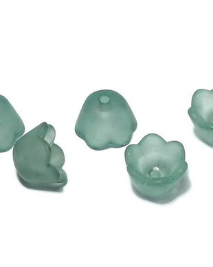 Margele din acril, frosted, floare, 10x6 mm, cyan