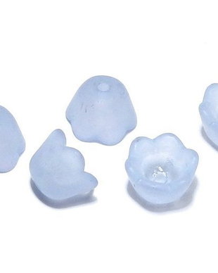Margele din acril, frosted, floare, 10x6 mm, bleu
