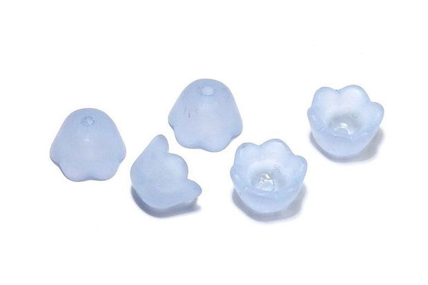 Margele din acril, frosted, floare, 10x6 mm, bleu