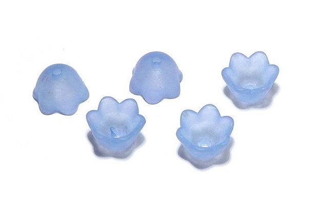 Margele din acril, frosted, floare, 10x6 mm, albastre