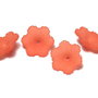 Margele din acril, frosted, floare, 11x4 mm, corai