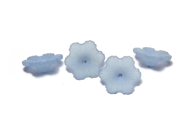 Margele din acril, frosted, floare, 11x4 mm, albastre