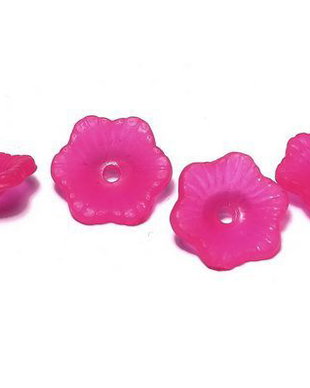 Margele din acril, frosted, floare, 11x4 mm, siclam