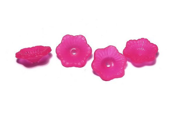 Margele din acril, frosted, floare, 11x4 mm, siclam