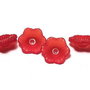 Margele din acril, frosted, floare, 11x4 mm, rosii