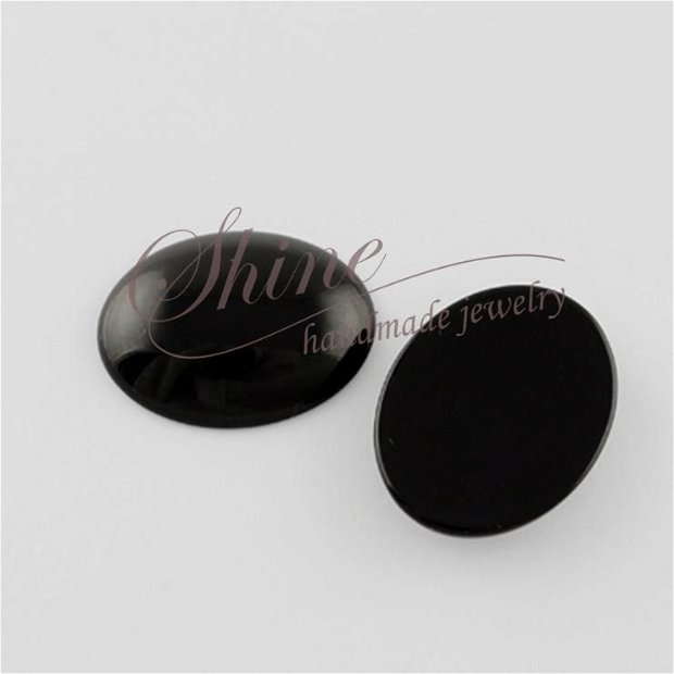 Cabochon sticla negra, 25x18mm