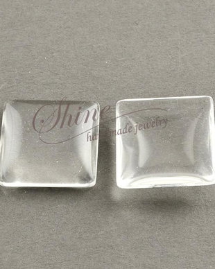 Cabochon patrat transparent, 25x25x5~6mm