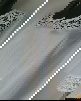 BLUZA BUMBAC ALB DANTELATA