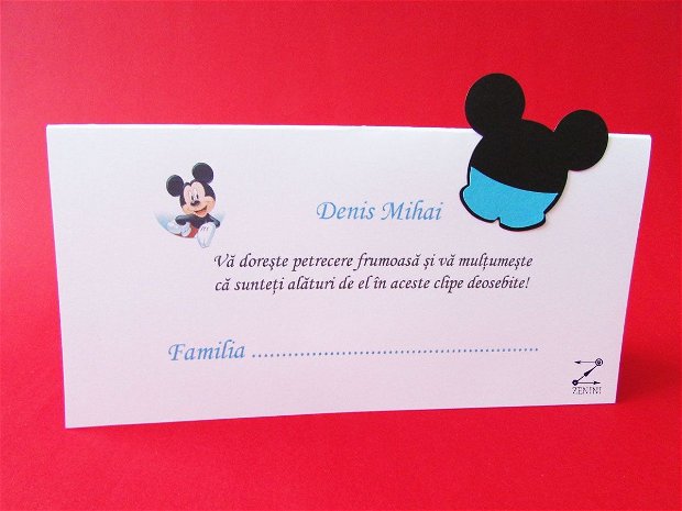 Placecard Mickey Mouse cu pantalonasi