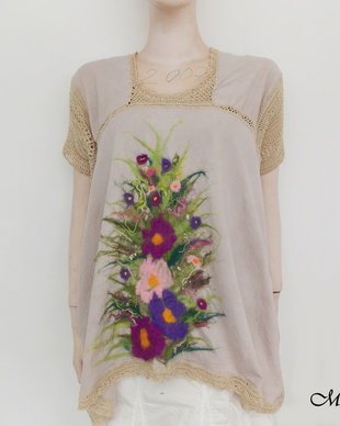 vandut - Bluza de vara cu florcele impaslite