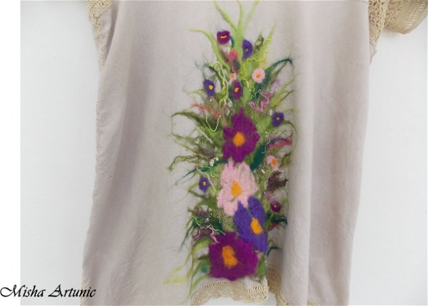 vandut - Bluza de vara cu florcele impaslite