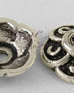 Capac floare, argintiu antichizat, 9x3mm