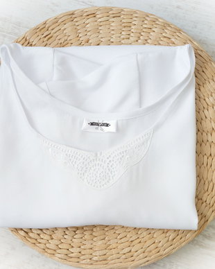 Bluza Maneca Scurta - triplu voal alb