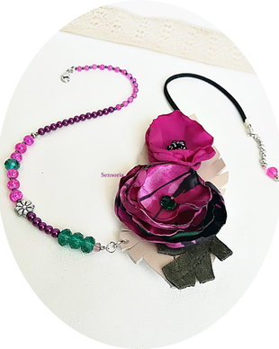 colier floral violet- fucsia