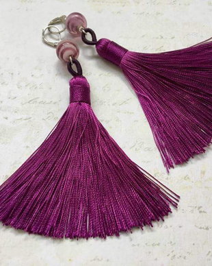 Cercei ciucuri violet
