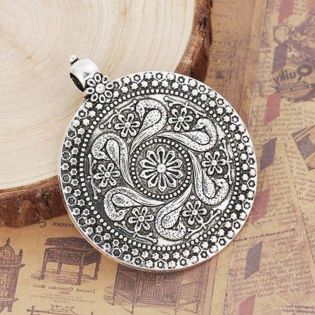 Pandantiv supradimensionat, boho gravat 70x60mm SALAK 506