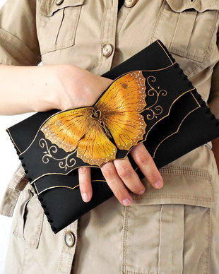 poseta plic handmade unicat din piele - Topaz
