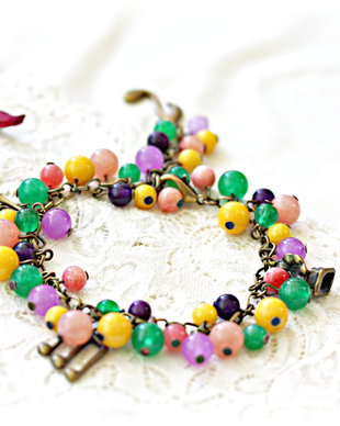 Bratara Muzica cu jad multicolor