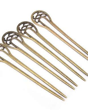 K0198 - (2buc) Agrafa / ac de par, aliaj metalic, aspect bronz, 2 pini, 160mm
