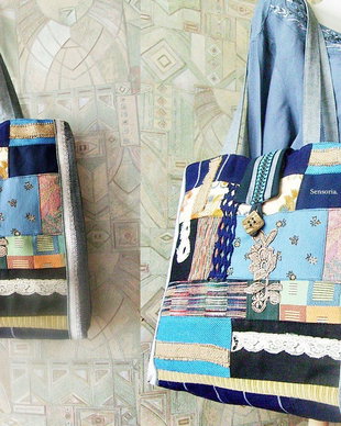 geanta XXL colaj denim albastru