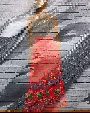 FUSTA MAXI PETRECUTA "INDIA RED"