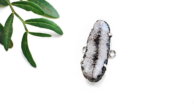 Conector agata druzy in rama argintata