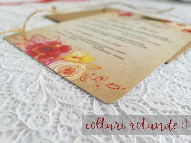 Invitatie nunta Autumn Flowers, invitatie rustica, invitatie flori, invitatie flori, natura