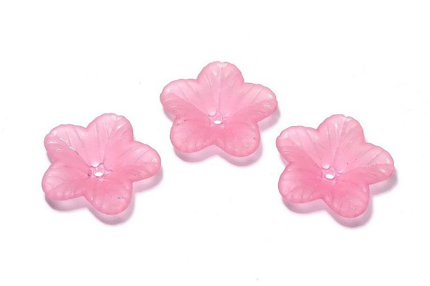 Margele din acril, frosted, floare, 18x5 mm, siclam