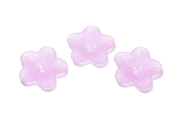 Margele din acril, frosted, floare, 18x5 mm, roz