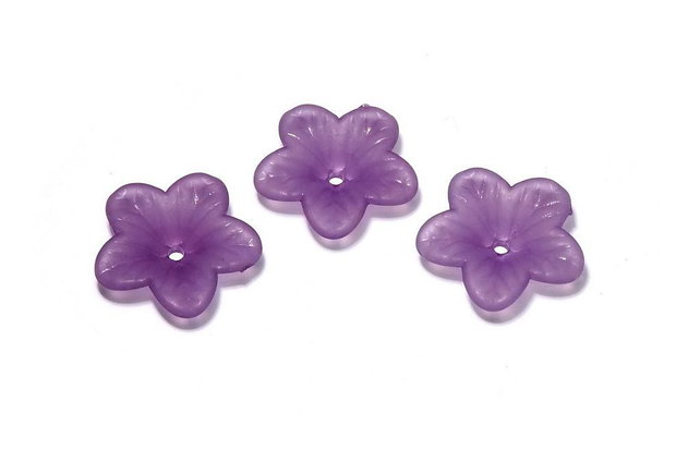 Margele din acril, frosted, floare, 18x5 mm, mov