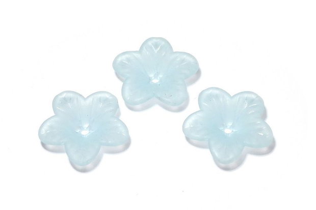 Margele din acril, frosted, floare, 18x5 mm, bleu