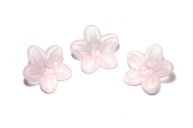 Margele din acril, frosted, floare, 21x6 mm, roz