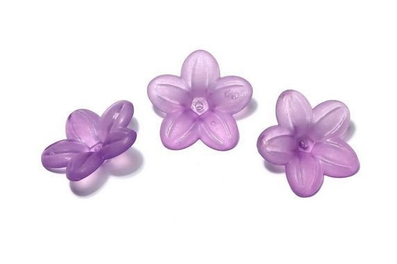 Margele din acril, frosted, floare, 21x6 mm, mov