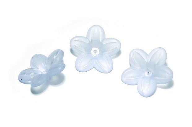 Margele din acril, frosted, floare, 21x6 mm, bleu