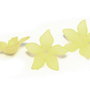 Margele din acril, frosted, floare, 27x7 mm, galbene