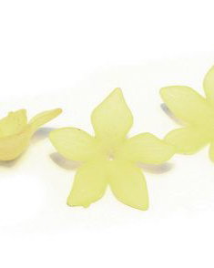 Margele din acril, frosted, floare, 27x7 mm, galbene