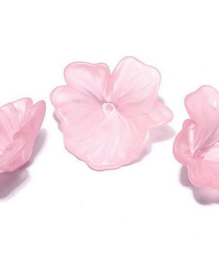 Margele din acril, frosted, floare, 30x9 mm, roz