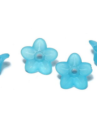 Margele din acril, frosted, floare, 9x4.5 mm, turcoaz