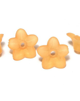Margele din acril, frosted, floare, 9x4.5 mm, portocalii