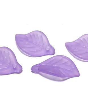 Margele din acril, frosted, frunza, 18x11 mm, mov